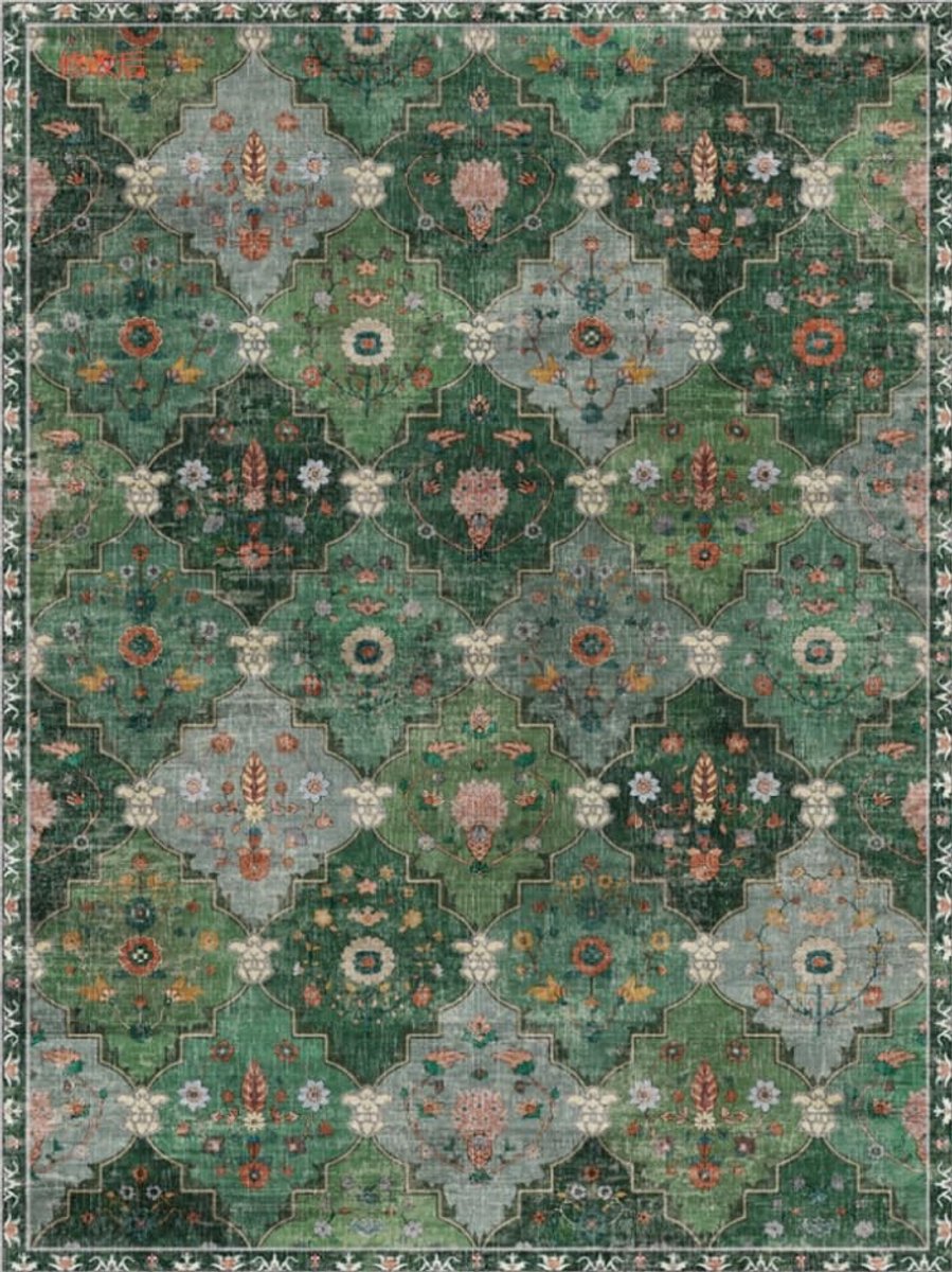Omgoods - Marokkaans Vloerkleed 120 x 170 cm - Wasbaar Boho Tapijt met Print