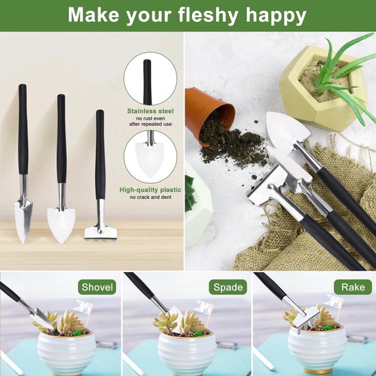 SnelShoppen - Tuin Gereedschap Set 41-delig, Bonsai Gereedschap, Succulent Planten Tools, Waterdichte Plantmat, Mini Tuinset voor Binnenplanten en Pro van Snelshoppen — afbeelding 4