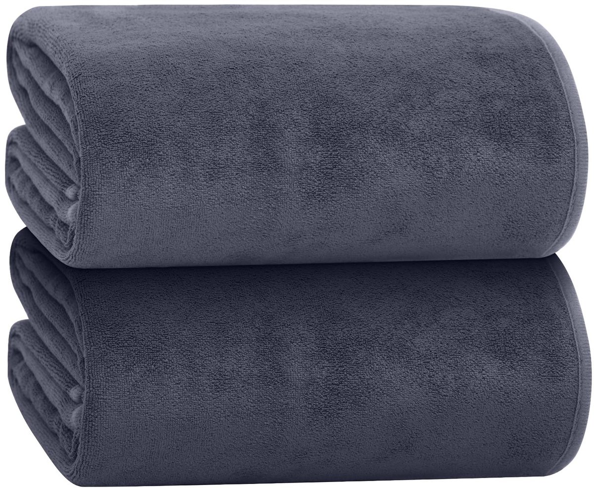 Omgoods - Set van 2 Grote Badhanddoeken van Microvezel en Katoen, 140 x 70 cm