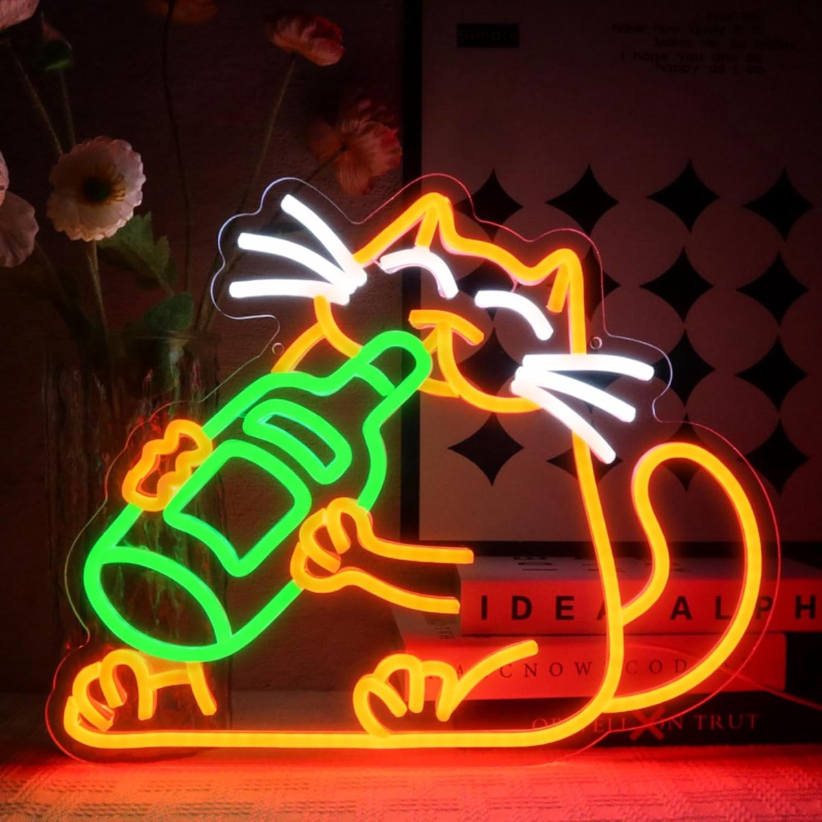 Cat neon bord drinken kat led neon bord muur dier neon teken bier kat led bord voor resterende woonkamer slaapkamer keuken bier bar party home store geschenken