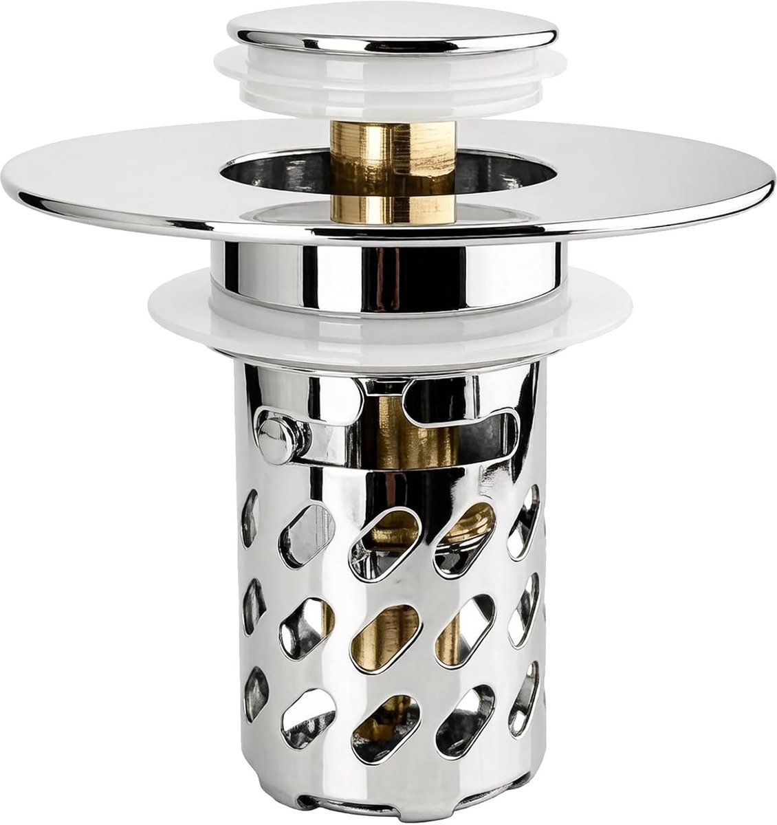 Sink Plug Replacement Universele afsluitstop met verwijderbare roestvrije stalen filtermand geschikt als vervanging voor badkamer en keuken geschikt voor 26mm tot 46mm chroom
