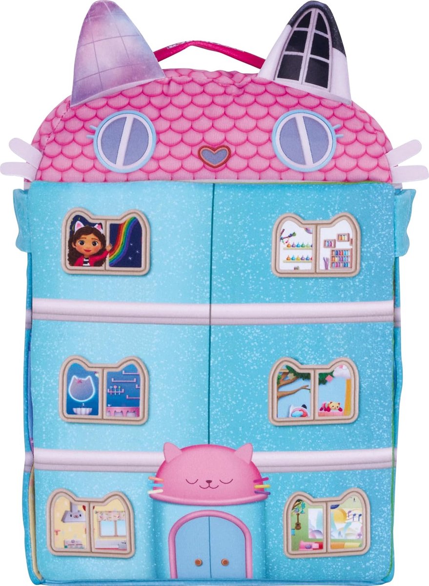 Spiele 42804 Gabby's Dollhouse poppenhuis met 3 figuren en lift, 41 cm pluche figuur, meerkleurig