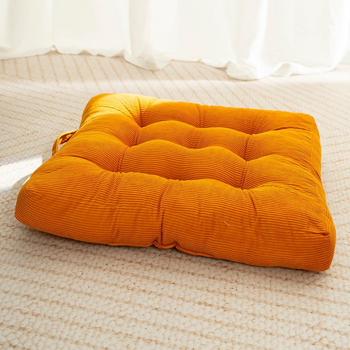 Omgoods - Vloerkussen 40 x 40 cm - Zitkussen voor binnen en buiten, oranje