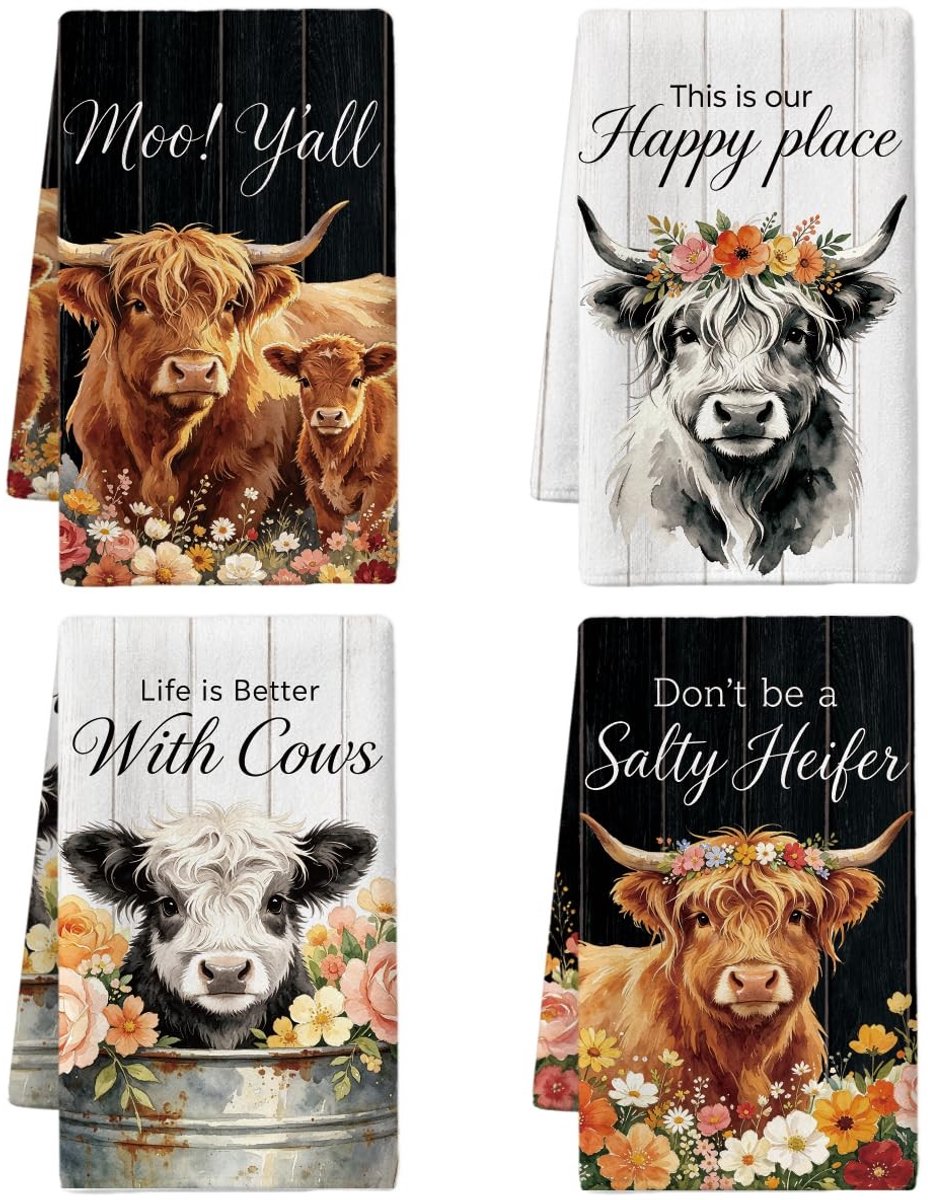 Omgoods - 4 Stuks Hoogland Vee Microfiber Keukenhanddoeken