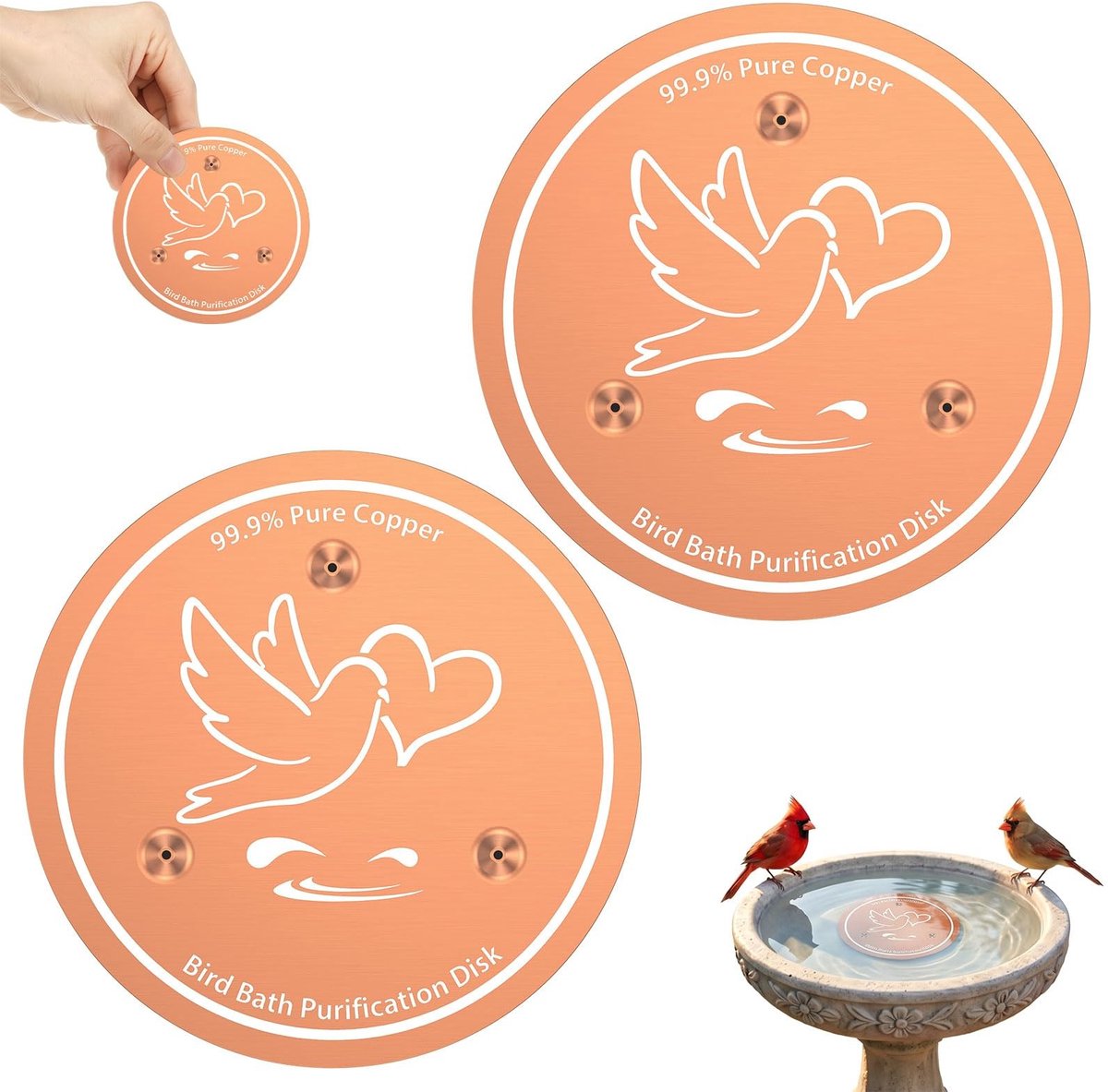 Omgoods - Vogelbadreiniger met Koperen Plaat - 2 Stuks voor Waterreiniging