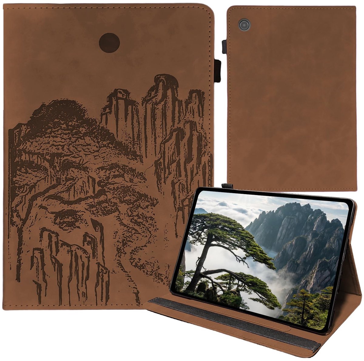 Omgoods - Flip PU Tablet Case voor Samsung Galaxy Tab A - Bruin met Penhouder