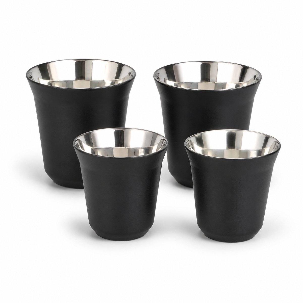 My Green Deal - RVS Koffiekopjes – 2 Espressokopjes 80 ml en 2 Koffiebekers 163 ml – 304 RVS – Mat Zwart – 4-delige Koffieset