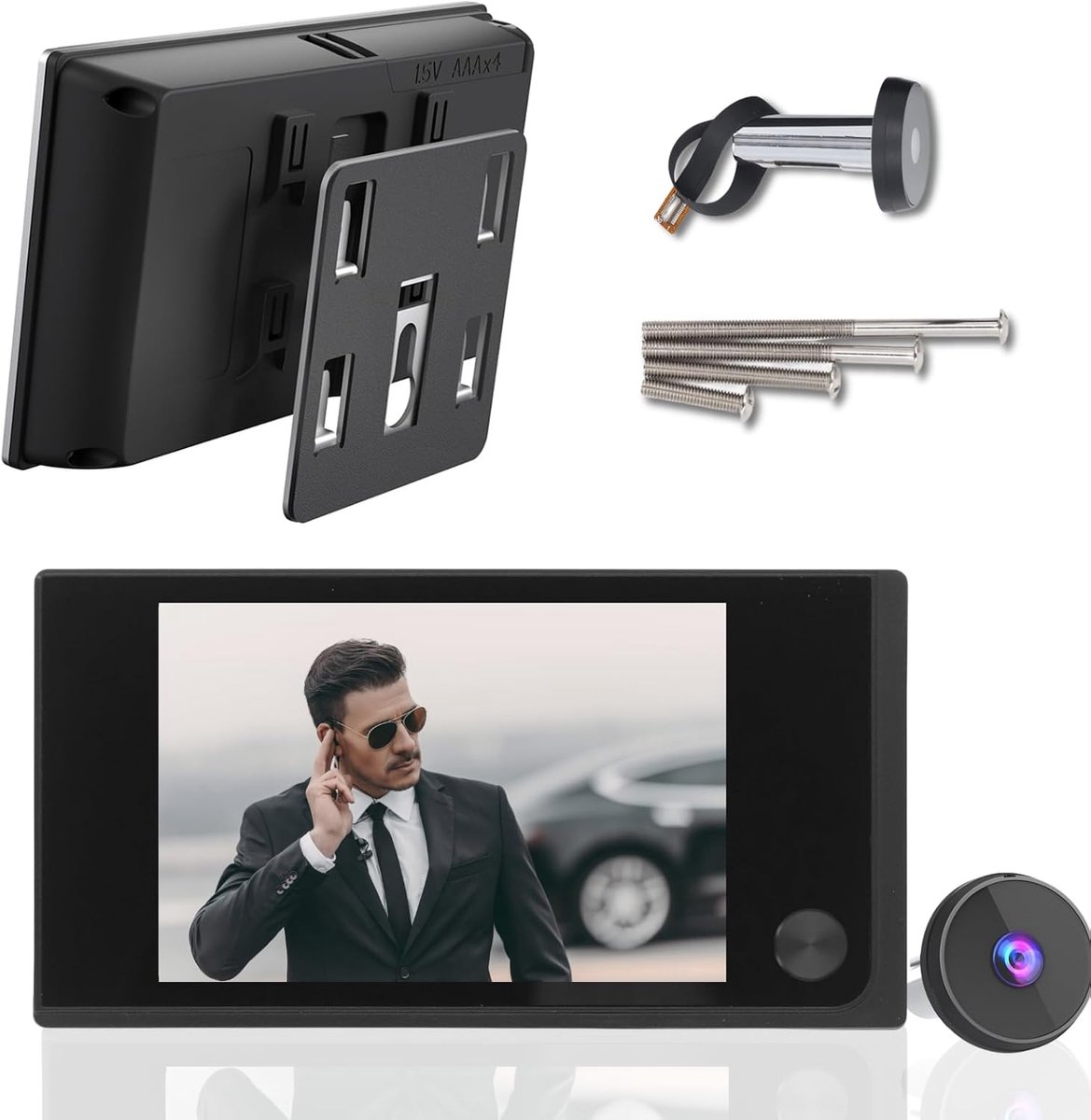3,5 inch digitale deurspioncamera, deurbel met 120° HD Cat Eye monitor, werkt op batterijen, eenvoudige installatie voor 35-100 mm deurdikte