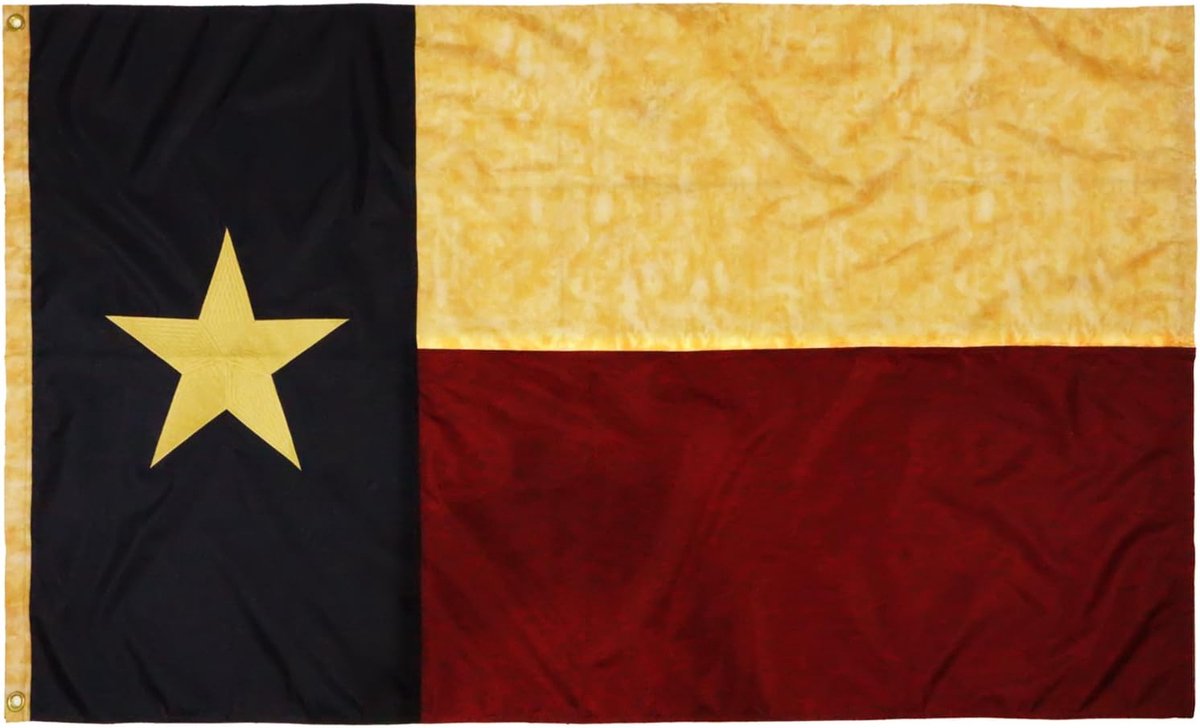 Vintage stijl thee gebeitst Texas State vlag 3x5 voet (90 x 150 cm) Nylon - geborduurde sterren en genaaide strepen - 4 rijen vergrendeling stiksels - verouderde Texaanse TX State Banner