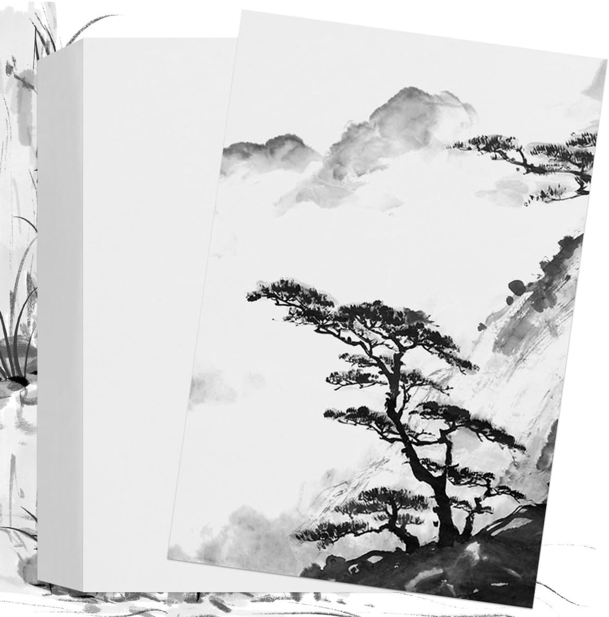 Rijstpapier A4 schilderen inkt sumi-papier tekenpapier | Praxis 297 x 210 mm wit Xuan papier voor Chinese Japanse kalligrafie, inkt, schilderen (halfgekookt Xuan)