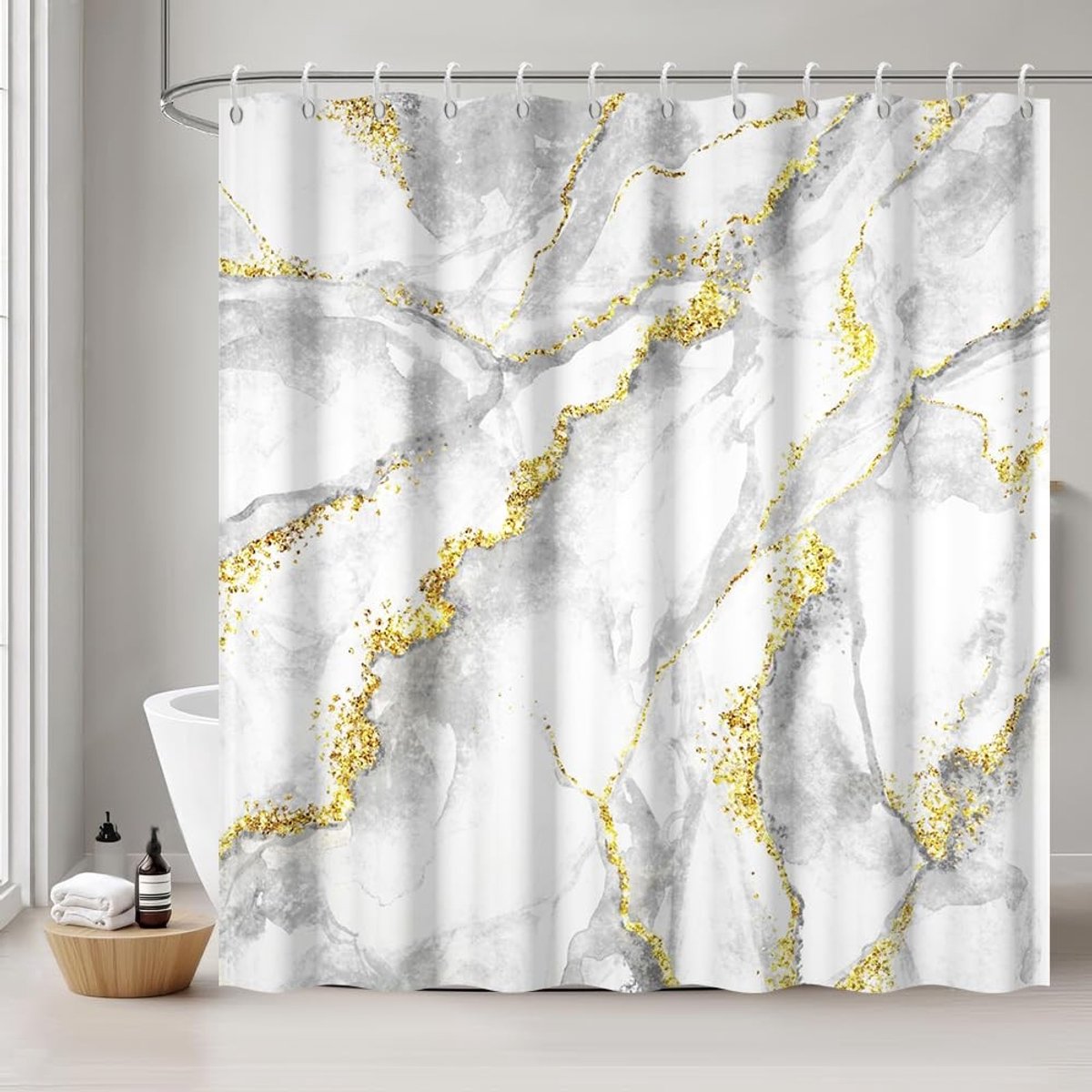 Omgoods - Marmer Effect Douchegordijn 180 x 240 cm Waterdicht