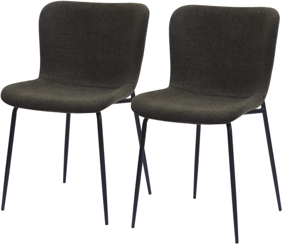Pugsdrly Moderne eetkamerstoelen met hoge ronde rugleuning, stoffen bekleding en metalen poten | set van 2