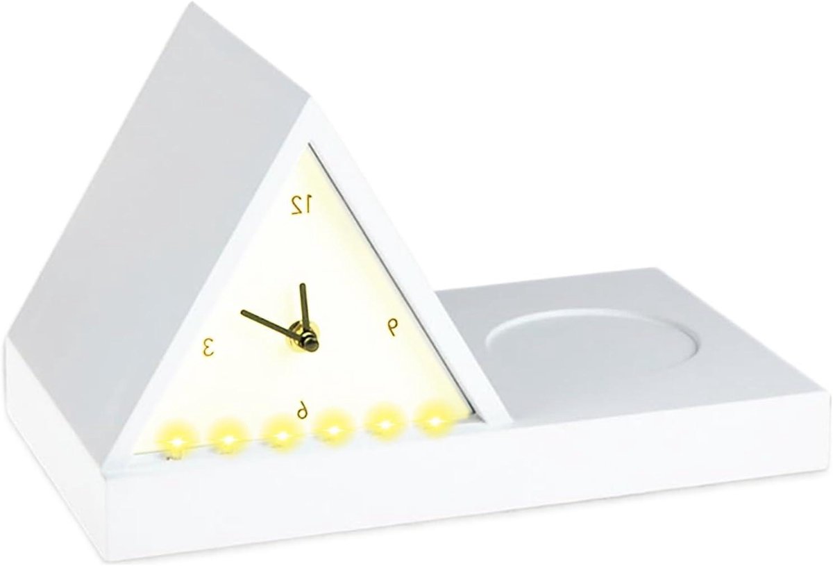 Lichtwekker met Opbergruimte - Nachtklok Bureau Organizer - Rustige Nachtrust - Multifunctioneel Design - 18 cm Breed - Wit