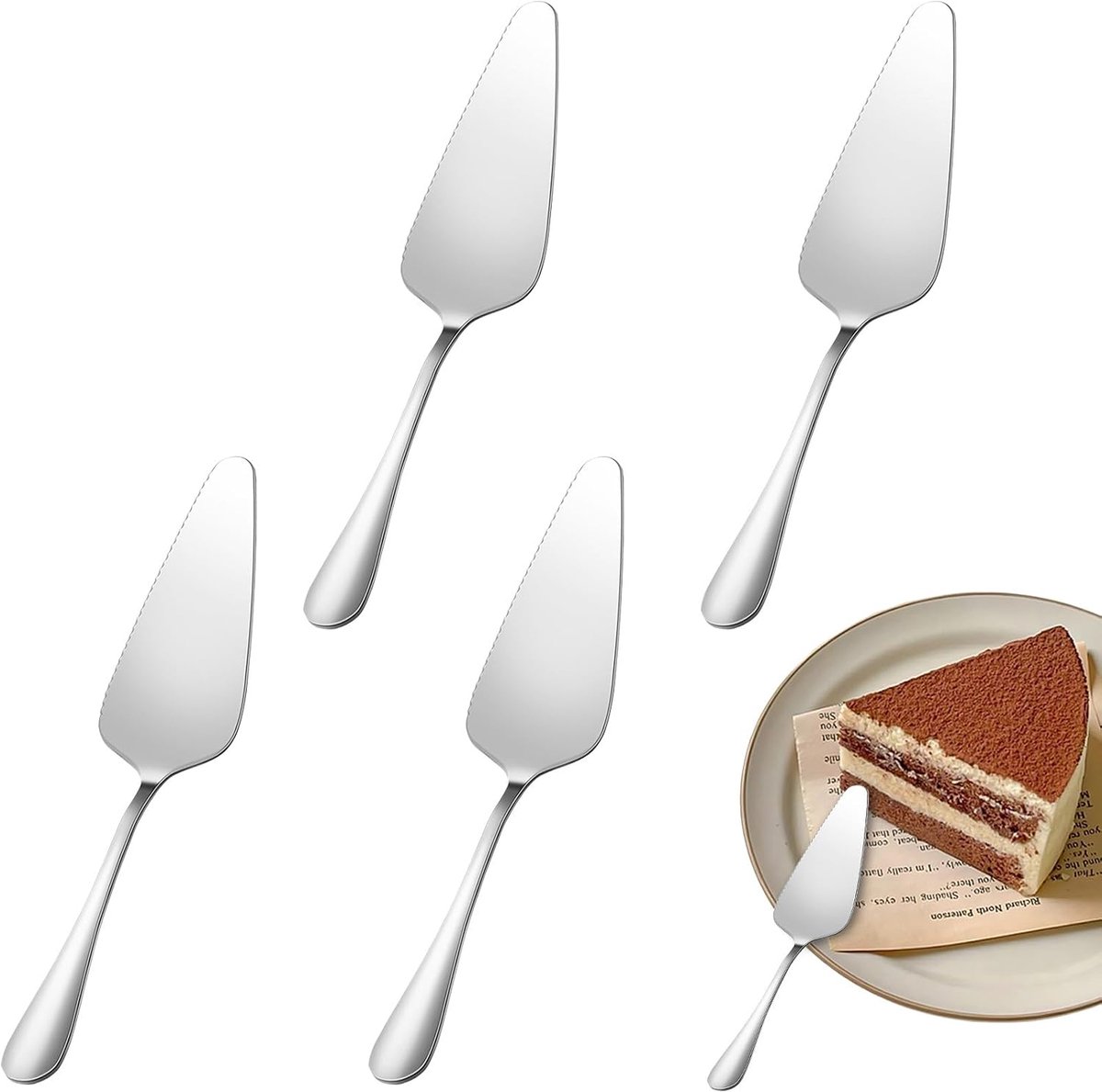 SnelShoppen - 4 Stuks Cake Server Set RVS - Professionele Cake Servers voor Restaurants, Keuken en Feestjes - Ideaal voor Taart, Gebak en Dessert - Ho