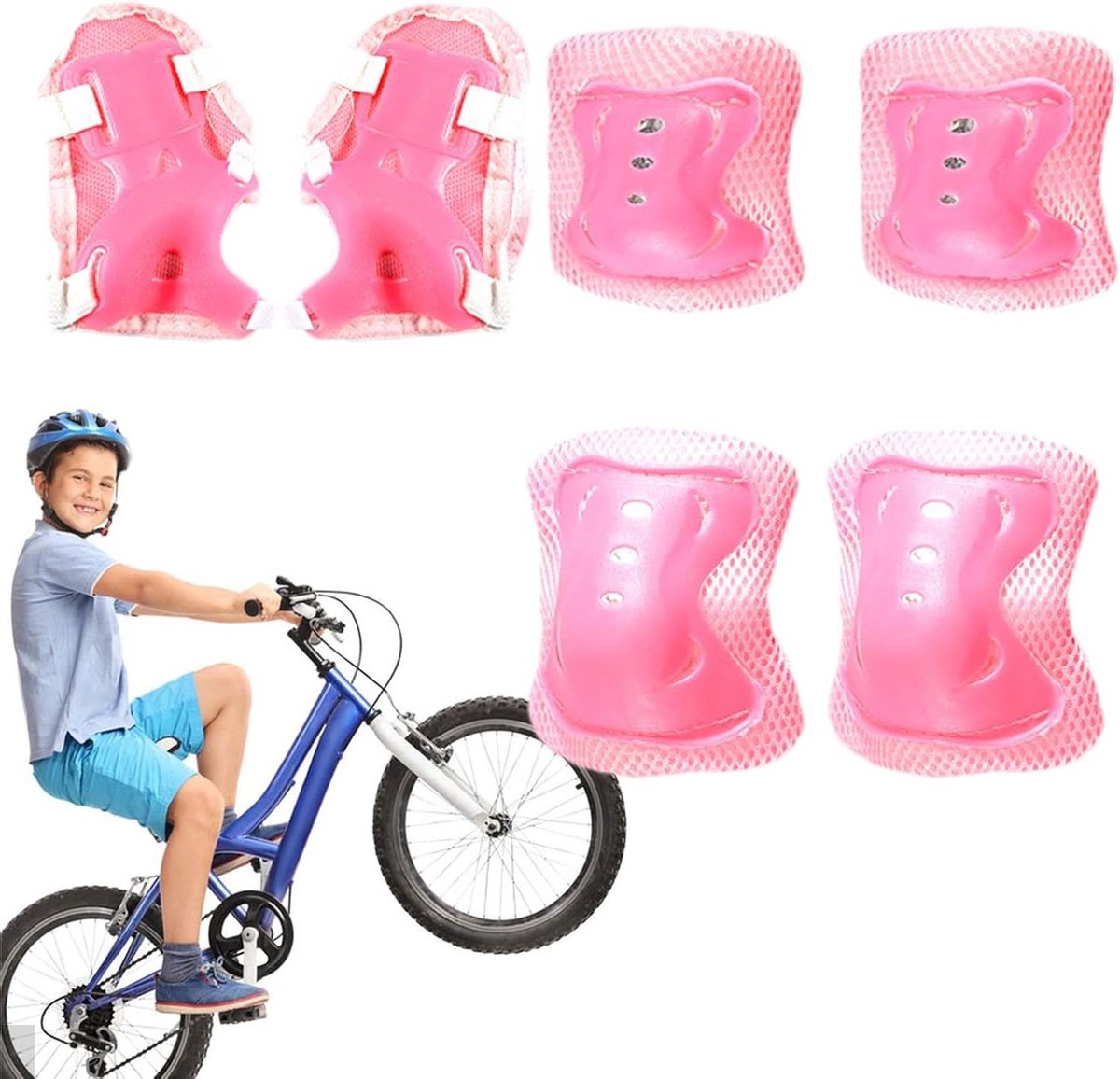 Kinder Beschermingsset - Knie- en elleboogbeschermers - Sportieve Activiteiten - Ademend Mesh Ontwerp - 3-12 Jaar - Roze