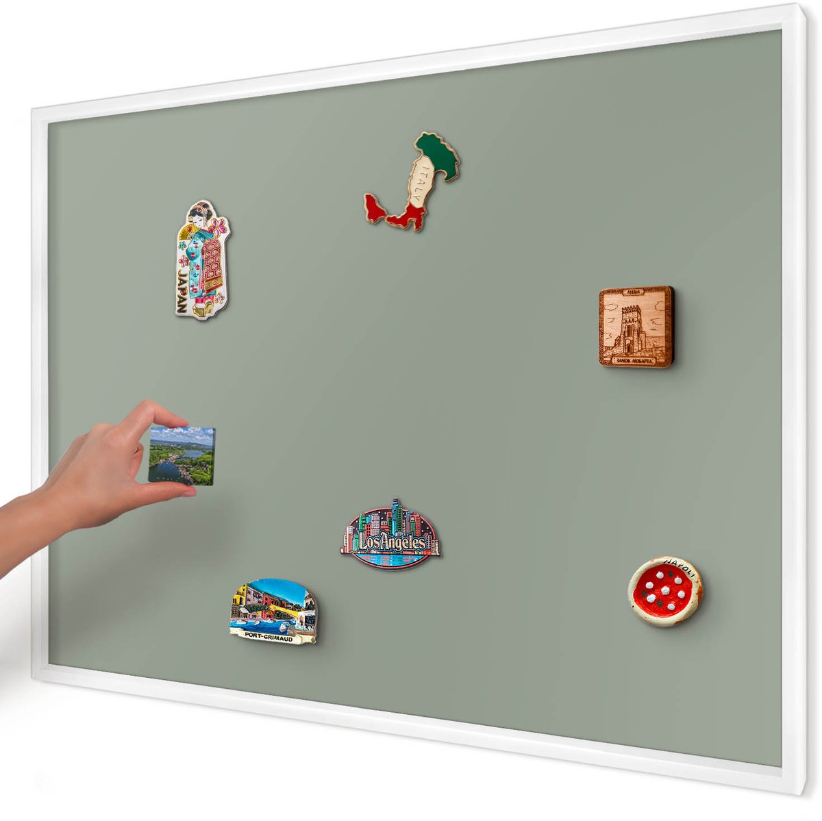 Artprintcave Groente Magneetbord mit Witte Lijst - 100x70 cm - Verstandig Bord Voor Magneten - Minimalist Magneet Bord mit Frame - Achtergronden En Patronen