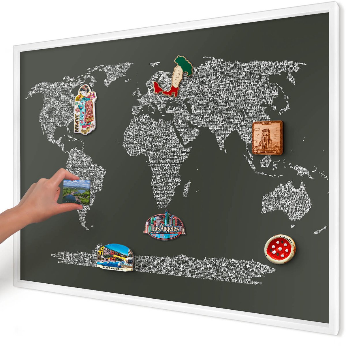 Artprintcave Groente Magneetbord mit Witte Lijst - 100x70 cm - Tekstkaart Magnetisch Bord - Typografisch Magnetische Organizer - Kaarten