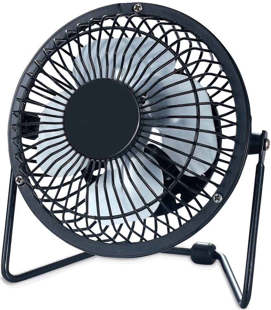 SnelShoppen - Oscilant Tafelventilator USB 3 W Zwart met Oscillatie, Compact en Draagbaar voor Thuis, Kantoor, Camping en Keuken