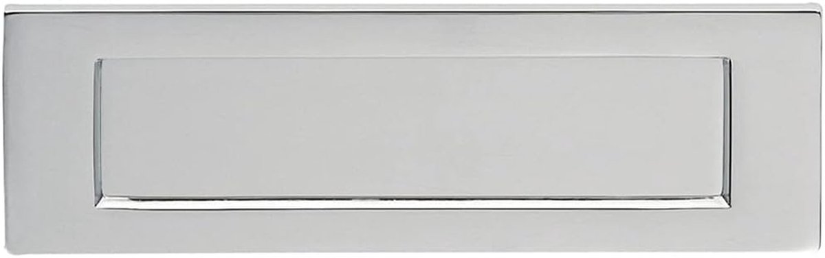 Brievenbus Plaat - Deurklep Netje - Brieven Post Ontvangen - Afsluitbaar - 306 x 104mm - Satijn Chroom