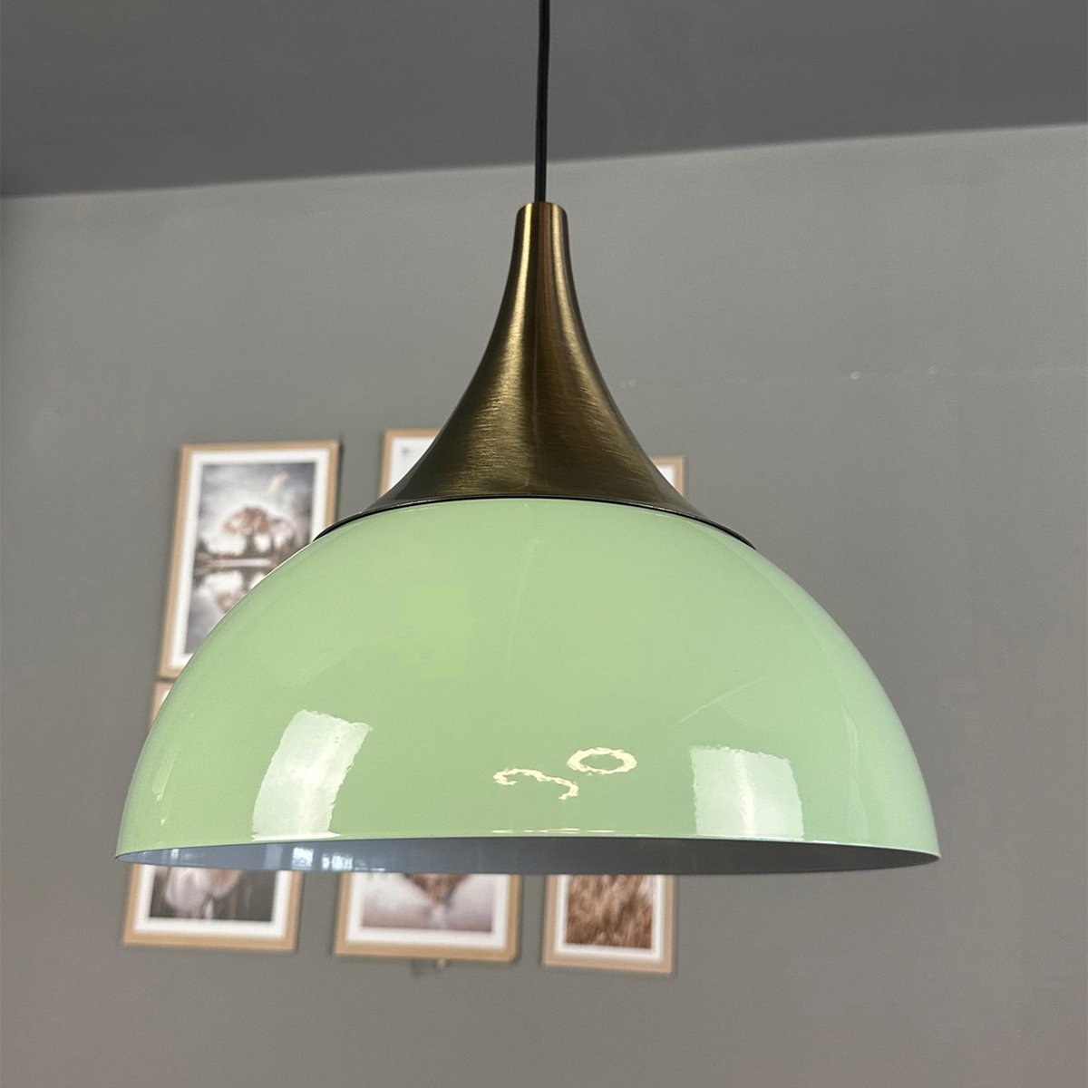 Bamyum Yimpi hanglamp, industriële Modern stijl, Ø43 cm, groen metalen lamp