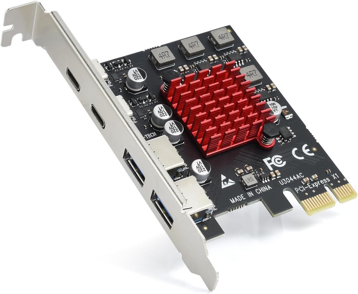4 Ports USB 3.2 Gen 1 PCIE Uitbreidingskaart met 2 USB-A en 2 Type-C Poorten, 5Gbps Superspeed voor Desktop PC, Ondersteunt Windows 11/10/8/7/XP