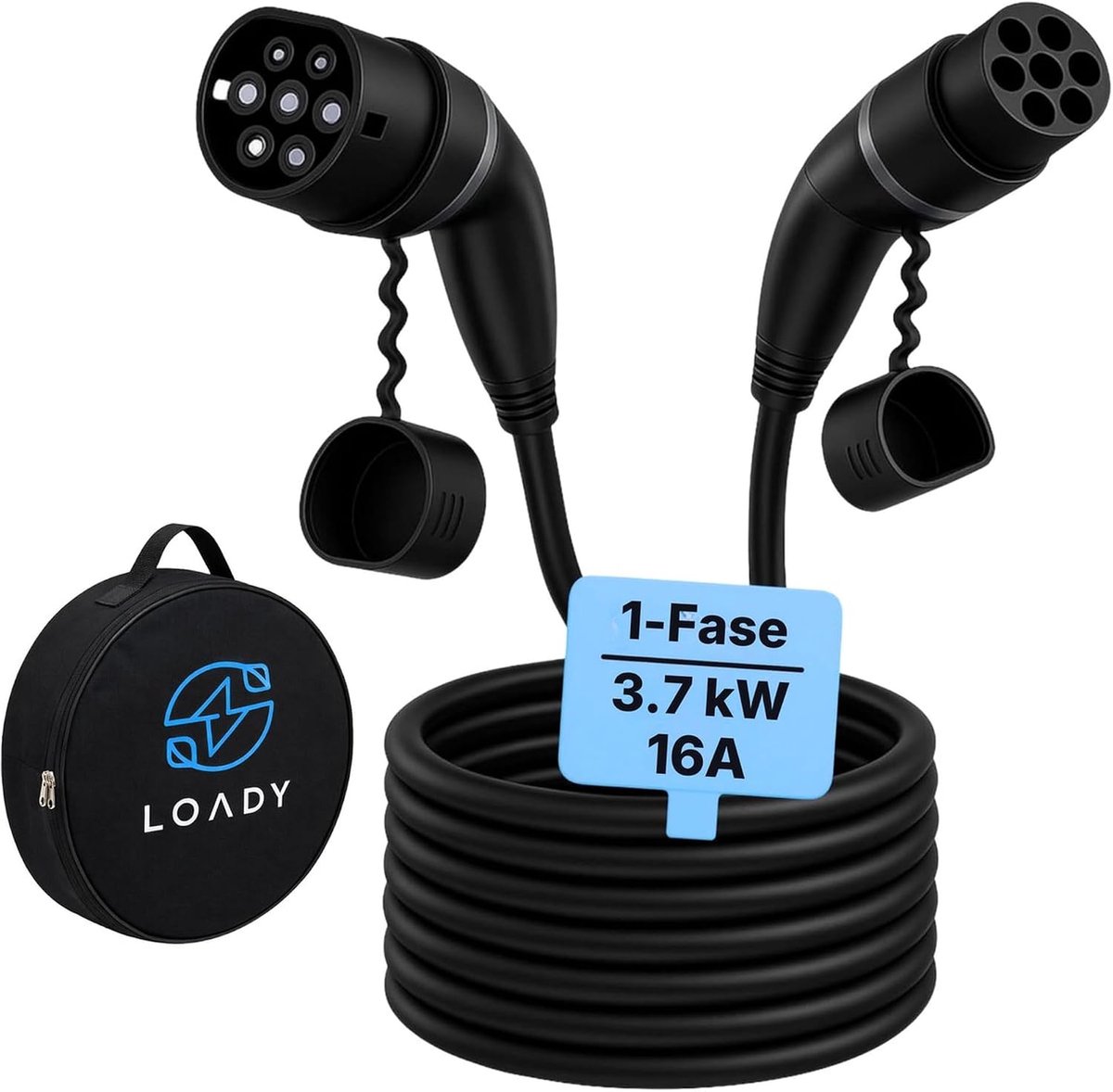 SnelShoppen - LDY Type 2 Oplaadkabel 3.7kW 15m, Extra Lange Laadkabel voor Elektrische Auto, Mode 3/16A, Type 2 naar Type 2, Ideaal voor Thuis en Onde