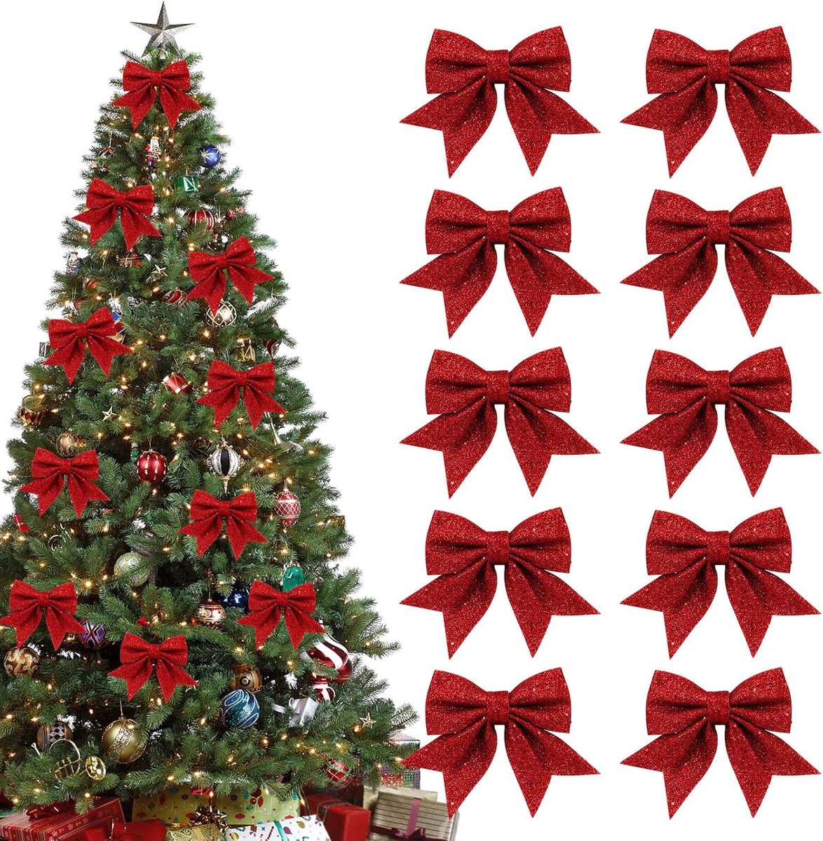 Strikken , glitter, kerstboom, linten, kerstboomversiering, voor