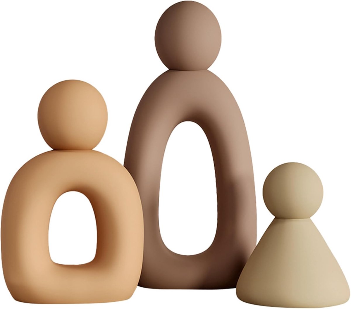 SnelShoppen - Abstracte Familie van 3 Beelden, Moderne Sculpturen, Decoratieve Accentstukken voor Thuis, TV-kast Decoratie, Boekenplank Ornamenten, Ca