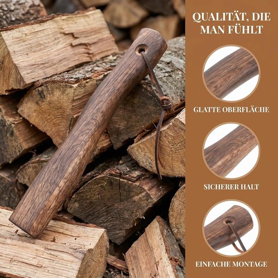 Vervangende bijlsteel van hout reparatie campingbijl hickory steel voor bijl splijtbijl kleine bijlsteel als vervanging vervanging bijlsteel rustieke houten scheit tuinas — afbeelding 3