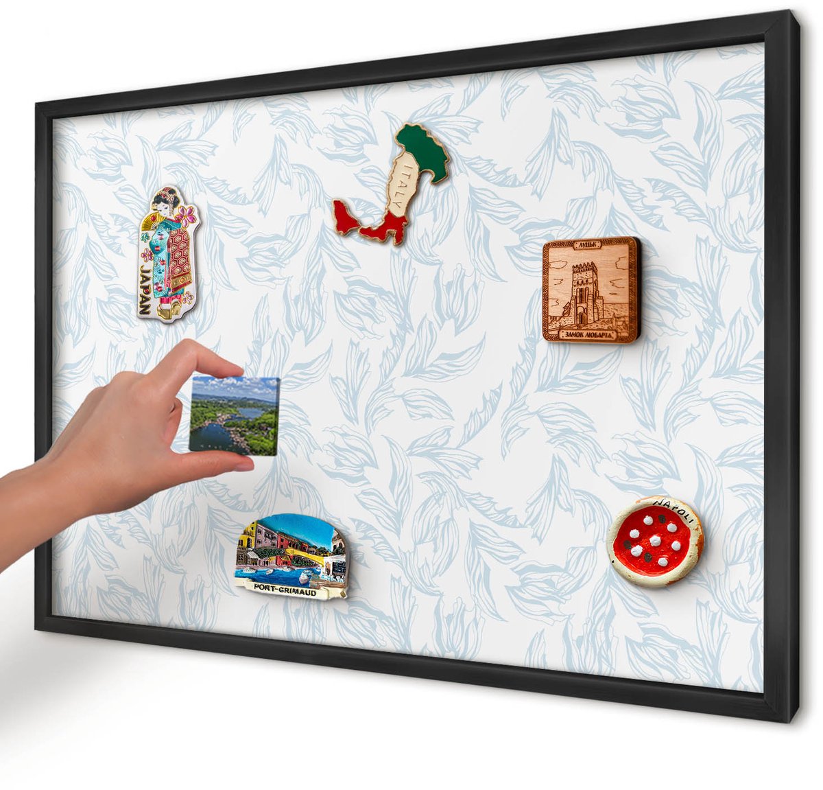 Artprintcave Wit Magneetbord mit Zwart Frame - 60x40 cm - Licht Thema Notitiebord - Minimalist Wandbord Magnetisch - Bloemen En Planten
