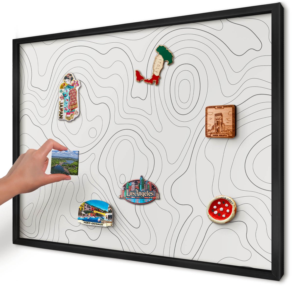 Artprintcave Wit Magneetbord mit Zwart Frame - 70x50 cm - Geometrische Elegantie Notitiebord - Geometrische Magnetisch Bord Voor Magneten - Geometrische