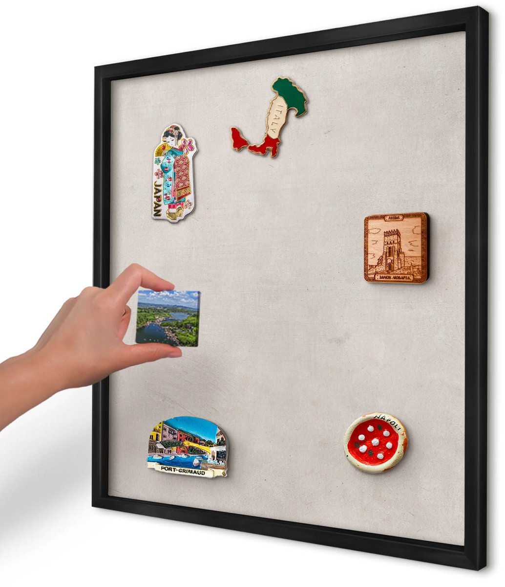 Artprintcave Grijs Magneetbord mit Zwart Frame - 50x50 cm - Grijze Elegantie Notitiebord - Minimalist Magnetische Organizer - Texturen