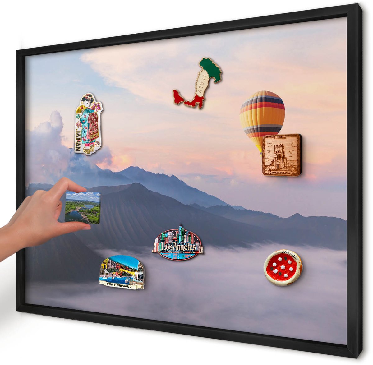 Artprintcave Blauw Magneetbord mit Zwart Frame - 70x50 cm - Hemelreis Bord Voor Magneten - Fotografisch Magneetbord Voor Foto's - Landschappen