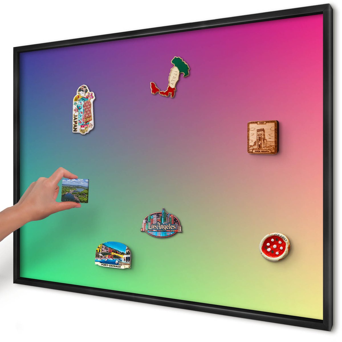 Artprintcave Paars Magneetbord mit Zwart Frame - 100x70 cm - Kleurrijk Verloop Notitiebord - Abstract Magneetbord Voor Foto's - Abstractie