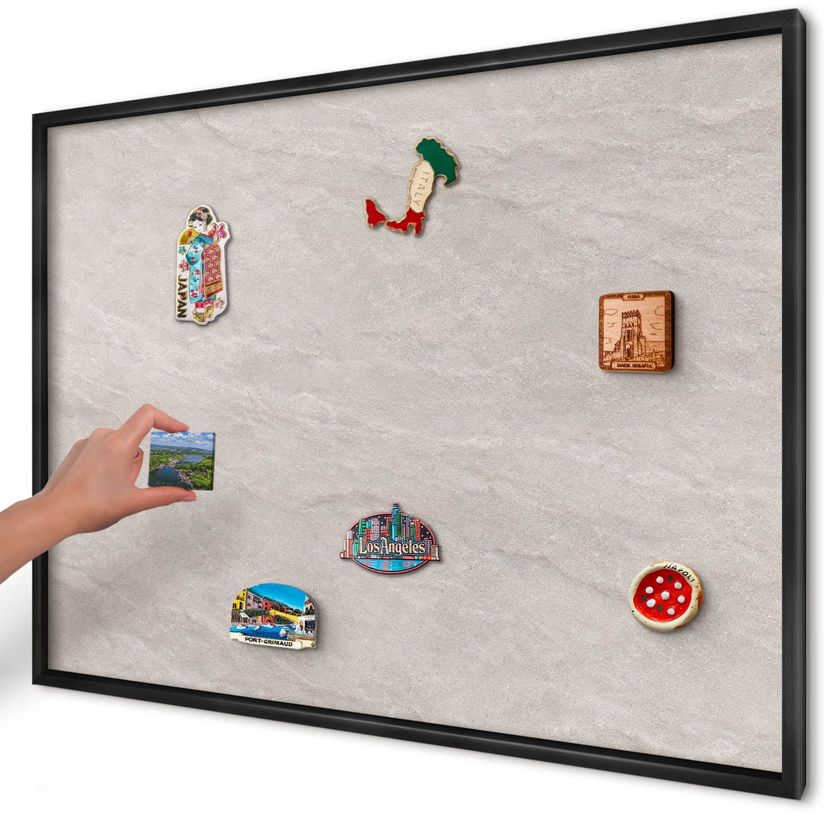 Artprintcave Beige Magneetbord mit Zwart Frame - 100x70 cm - Verfijnde Elegantie Memobord Keuken - Minimalist Magneetbord Voor Keuken - Texturen