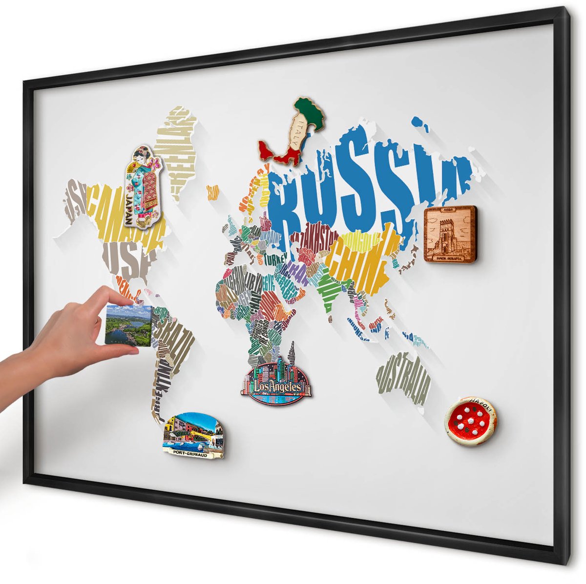 Artprintcave Wit Magneetbord mit Zwart Frame - 100x70 cm - Kleurenkaart Magneetbord Voor Keuken - Abstract Magnetisch Bord Voor Magneten - Kaarten