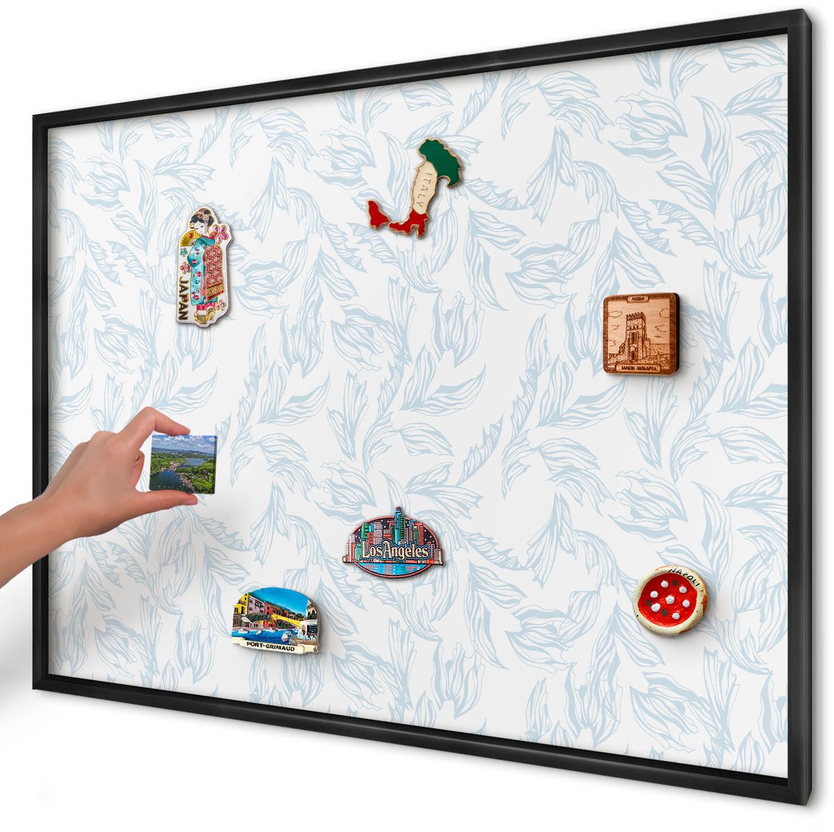 Artprintcave Wit Magneetbord mit Zwart Frame - 100x70 cm - Licht Thema Wandbord Magnetisch - Minimalist Magneetbord Voor Keuken - Bloemen En Planten