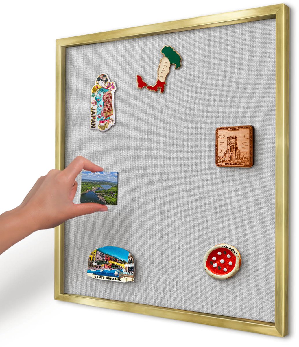 Artprintcave Grijs Magneetbord mit Gouden Frame - 50x50 cm - Subtiele Elegantie Notitiebord - Minimalist Wandbord Magnetisch - Texturen