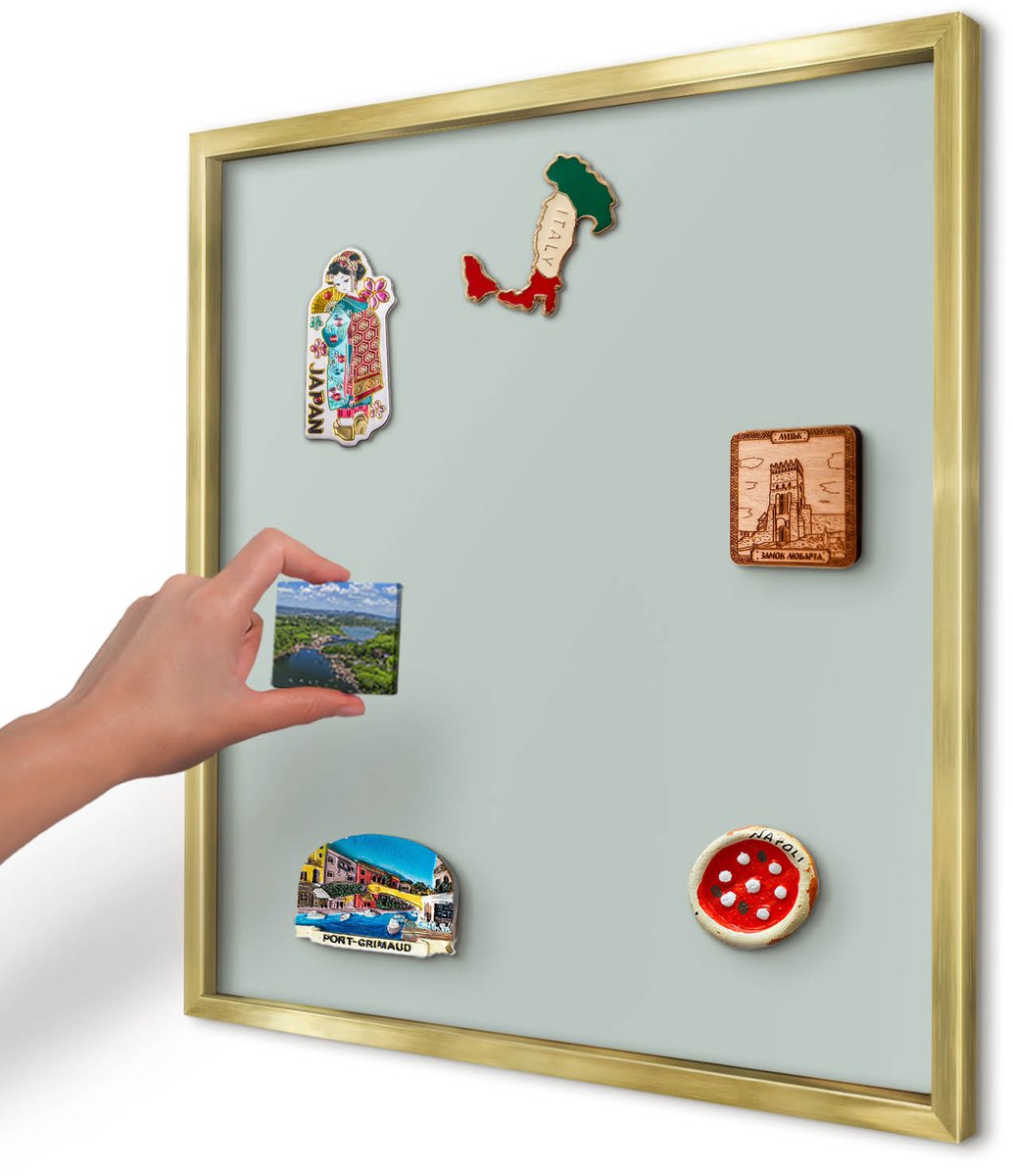 Artprintcave Groente Magneetbord mit Gouden Frame - 50x50 cm - Lichte Munt Magneet Bord mit Frame - Minimalist Magnetische Organizer - Achtergronden En Patronen