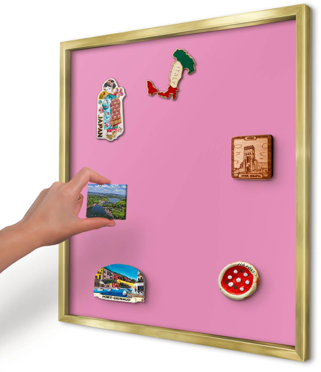 Artprintcave Roze Magneetbord mit Gouden Frame - 50x50 cm - Koel Roze Wandbord Magnetisch - Minimalist Magnetisch Bord Voor Magneten - Achtergronden En Patronen