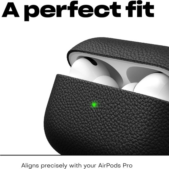 Artisan Leren beschermhoes voor Apple AirPods Pro Case, etui, leren tas echt leer, hoofdtelefoon oortelefoon accessoires, zwart — afbeelding 3