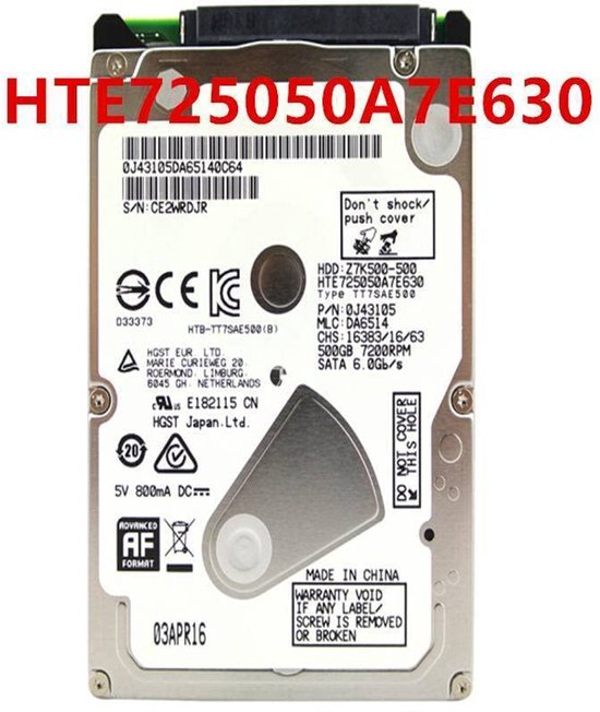 Interne Harde Schijf - Laptop Schijf Opslag - Data Opslag Uitbreiden - 7200 RPM Snelheid - 500GB 2.5 inch - Zilver van Interne Harde Schijf — afbeelding 2