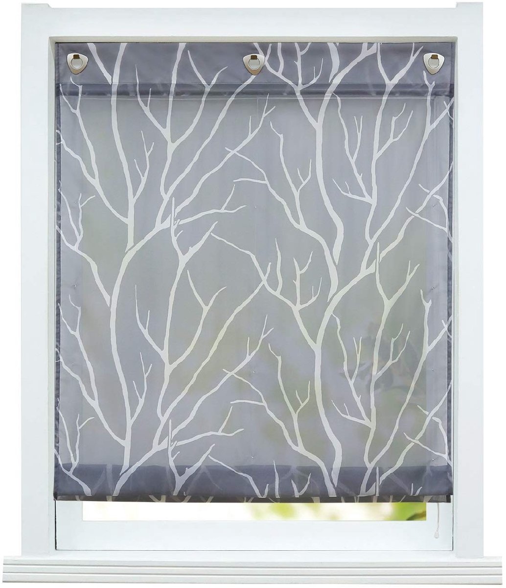 Omgoods - Eenvoudige Roman Blind met Oogjes - Transparante Raamdecoratie zonder Boren