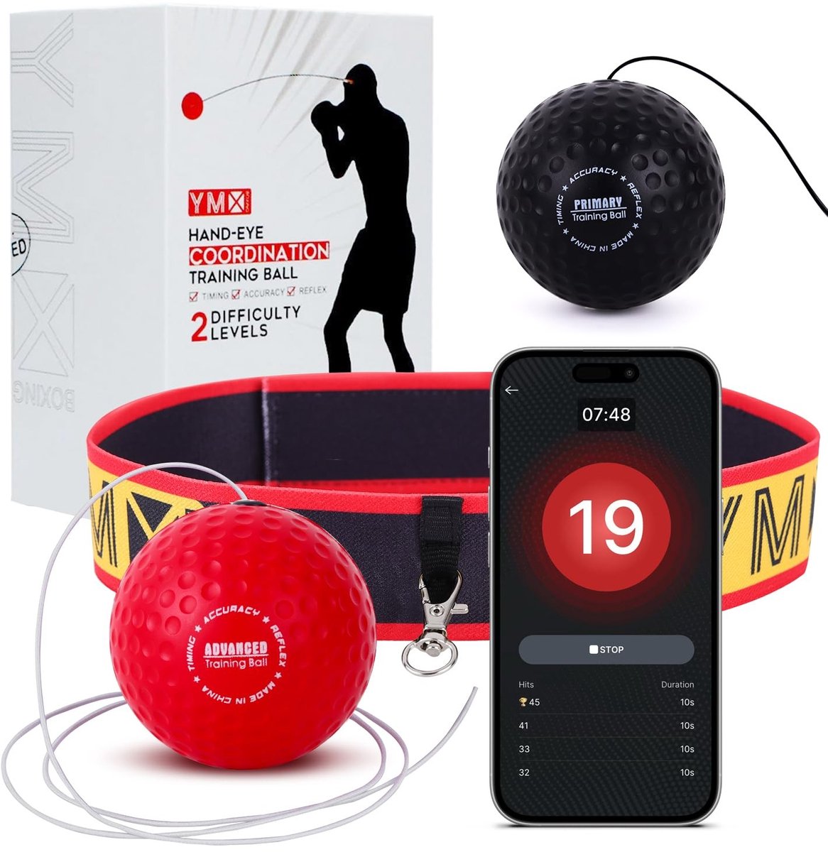 Omgoods - Boxing Reflex Ballset met Verstelbare Hoofdband - Verbeter Hand-Oog Coördinatie en Reactiesnelheid