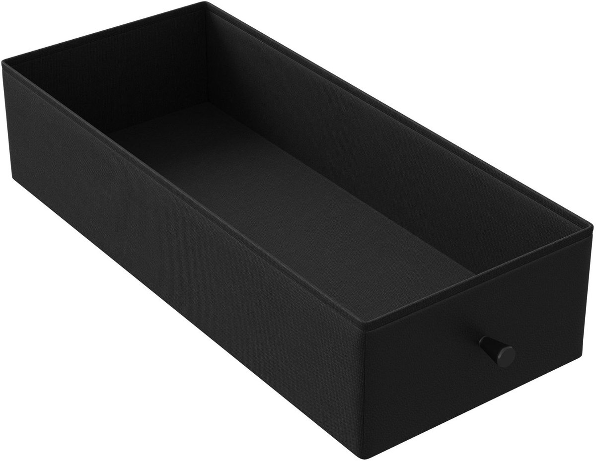 Happiq Smalle Nachtkastje Side Table - met 2 Lades, LED Verlichting en USB-oplaadpoort - Zwart - 28 x 58 x 60,5 cm