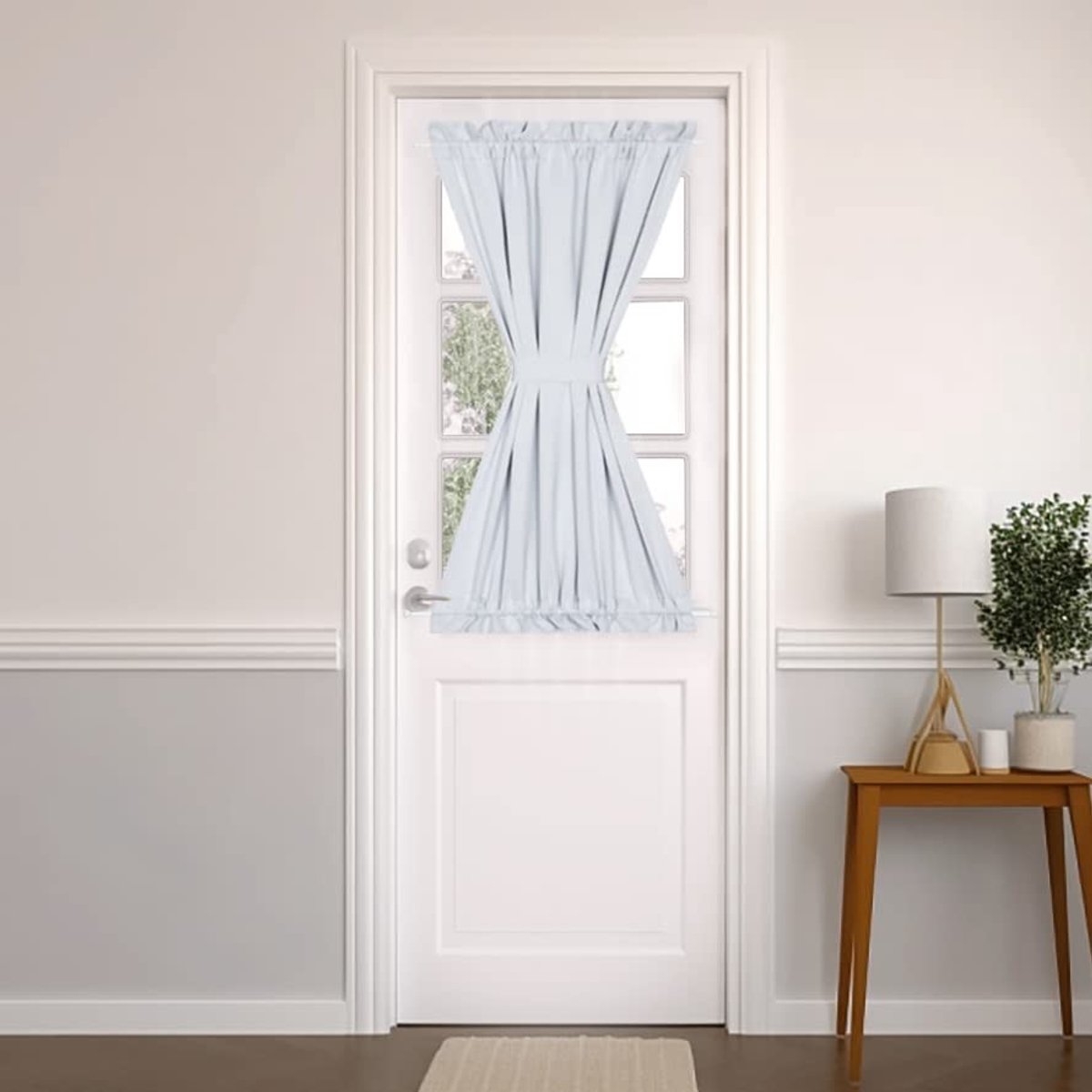 Omgoods - Franse Deurgordijn - Zwartout 25x40 cm Enkel Paneel Grijswit