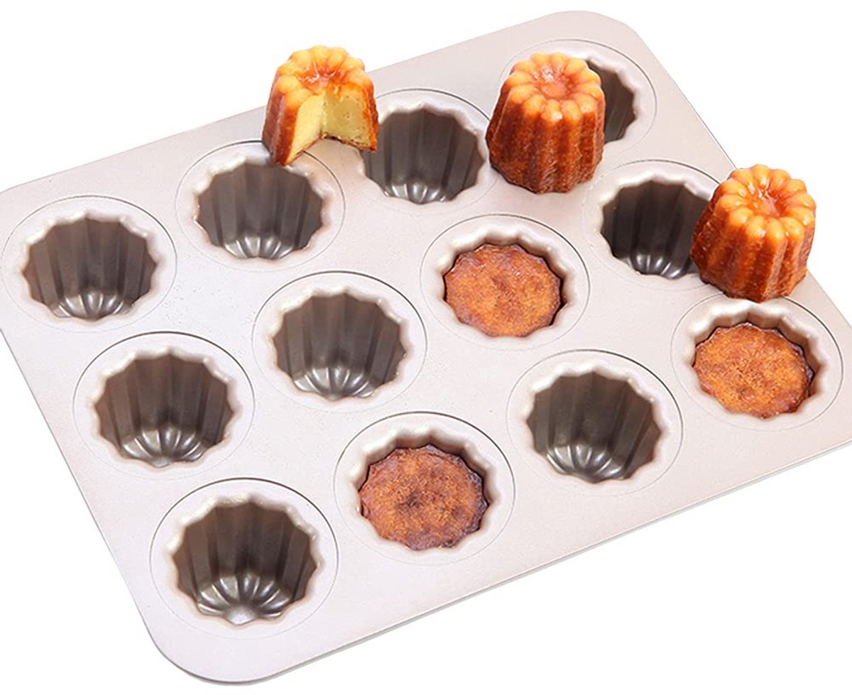Omgoods - 12 Cup Cannelés Bakvormen - Mini Broodpan en Muffin Tray