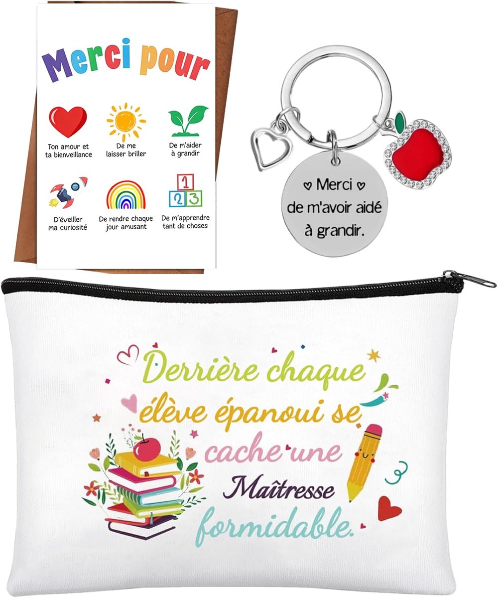Cadeau voor schoollerares, einde van het jaar, sleutelhanger