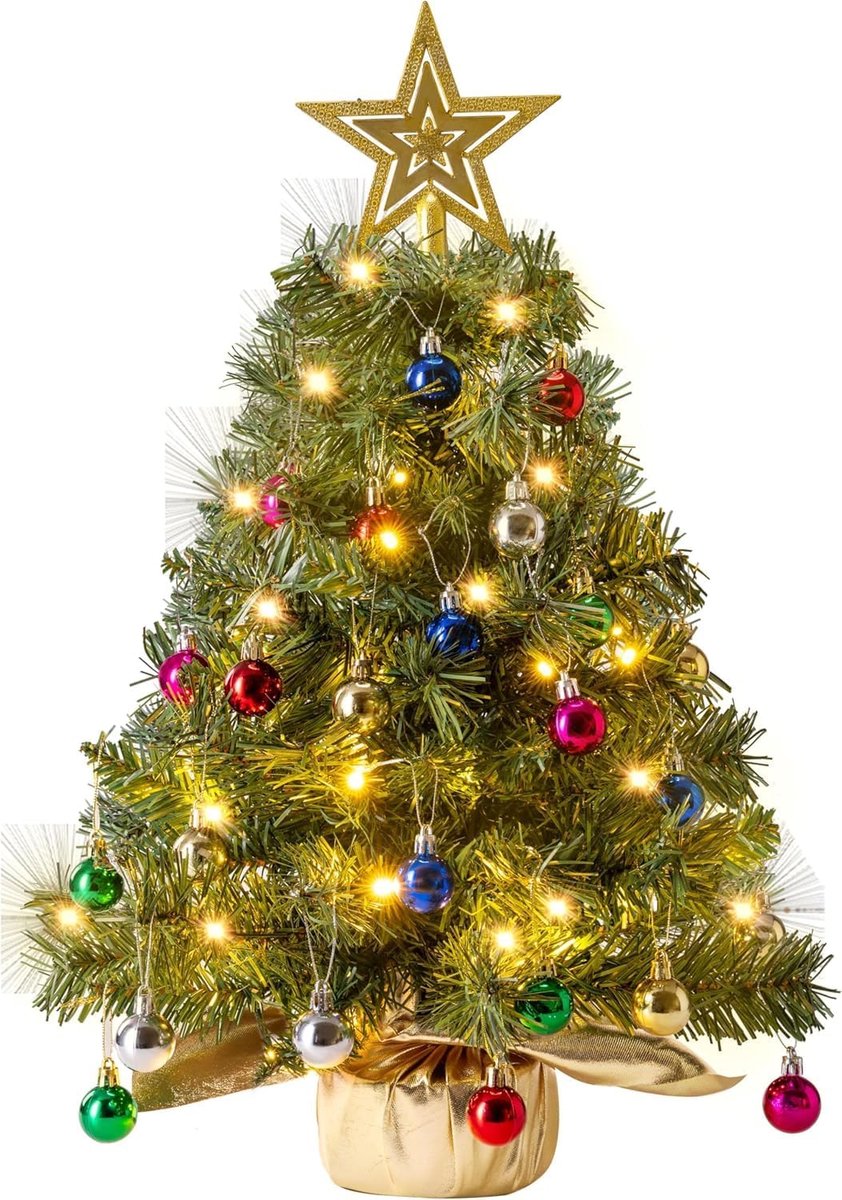 klein, 60 cm Kleine kerstboom met 50 stuks kerstversiering