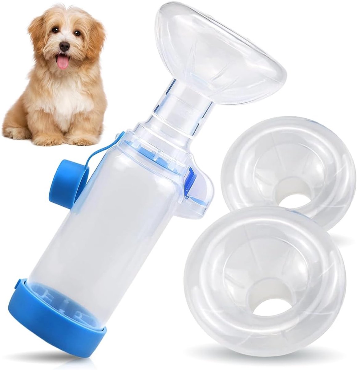 Inhalator voor Huisdieren met 2 Maskers voor Katten en Honden | Aerosolkamer met Ademindicator | Compatibel met MDI | Zacht Siliconen Masker | Draagbare Inhalatiehulp